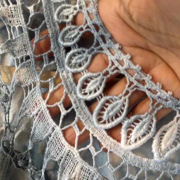 Bleu Clair Women’s Crochet look Collar Sleeveless Tie Dye Shades Of Blue… - Picture 6 of 9